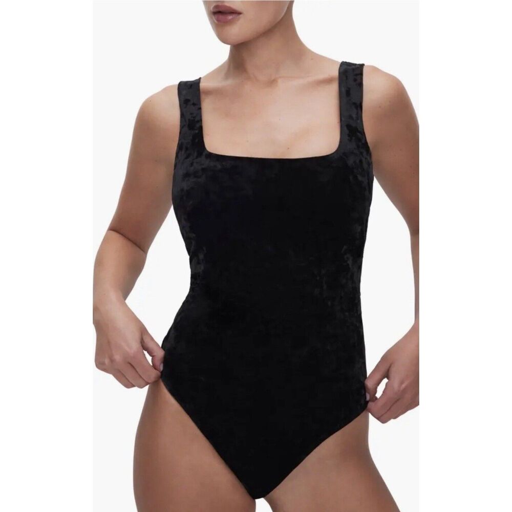 Black Velvet Square-Neck Women's Bodysuit
